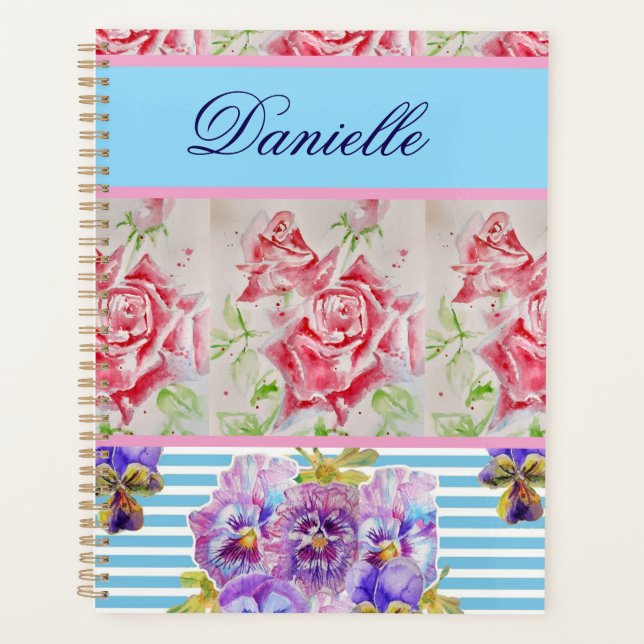 Rose Rouge Chic Démodé Roses Aquarelle Rose Pink B (Devant)