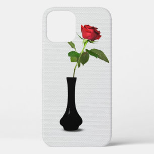 Rose rouge dans le Vase noir Coque-Mate coque ipho