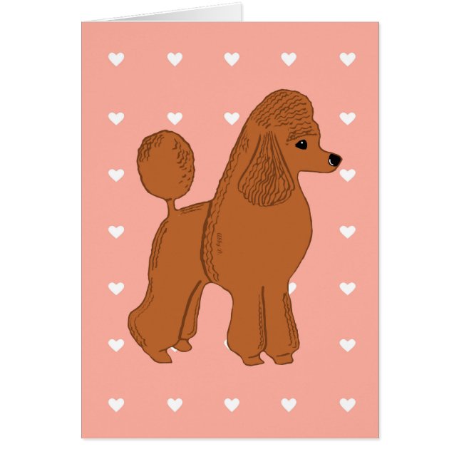 Rose rouge de pêche de caniche avec la carte de (Devant)