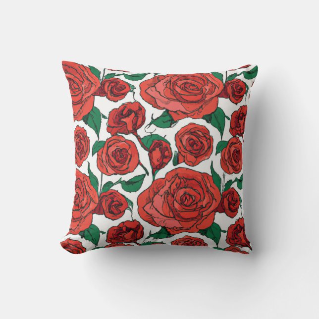 Rose rouge Design floral #1 Oreiller (Recto)