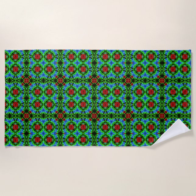 Rose rouge design Motif pour serviette de plage (Devant)