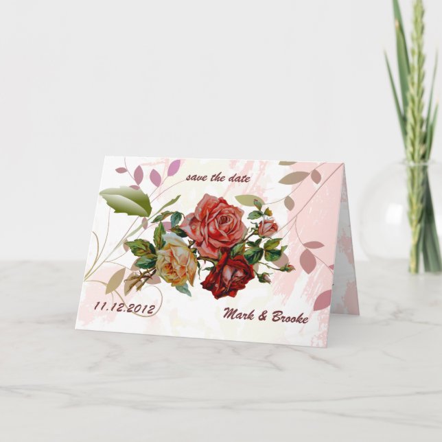 Rose rouge enregistrer la date faire-part mariage (Devant)