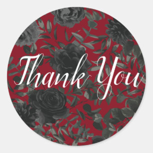 Rose rouge et noir gothique Faveur Sticker Étiquet