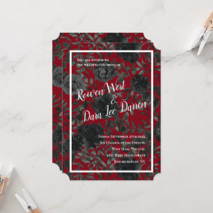 Rose rouge et noir Invitations de mariage gothique