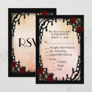 Rose rouge gothique RSVP Peach Menu Choix