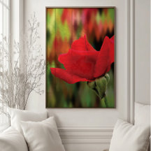 Rose rouge moderne haute poly | Art mural botaniqu