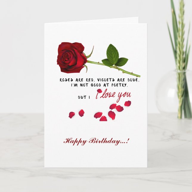 Rose rouge romantique Je t'aime Carte d'anniversai (Devant)