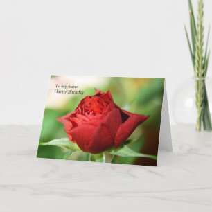 Rose rouge simple à ma soeur Bonne carte d'anniver