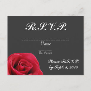 Rose rouge sur carte RSVP gris