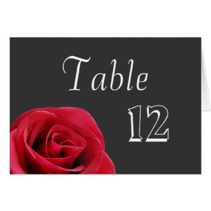 Rose rouge sur gris Cartes Numéro de table