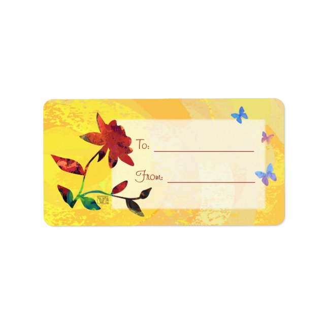 Rose rouge sur Jaune avec Étiquettes cadeaux de pa (Devant)