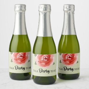 Rose rouge sur Lime Derby Mini Étiquettes de vin m