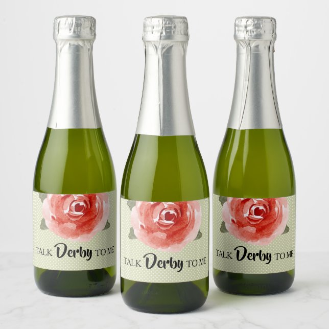 Rose rouge sur Lime Derby Mini Étiquettes de vin m (Bouteilles)