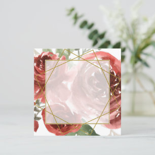 Rose rouge vierge et faire-part de mariage or