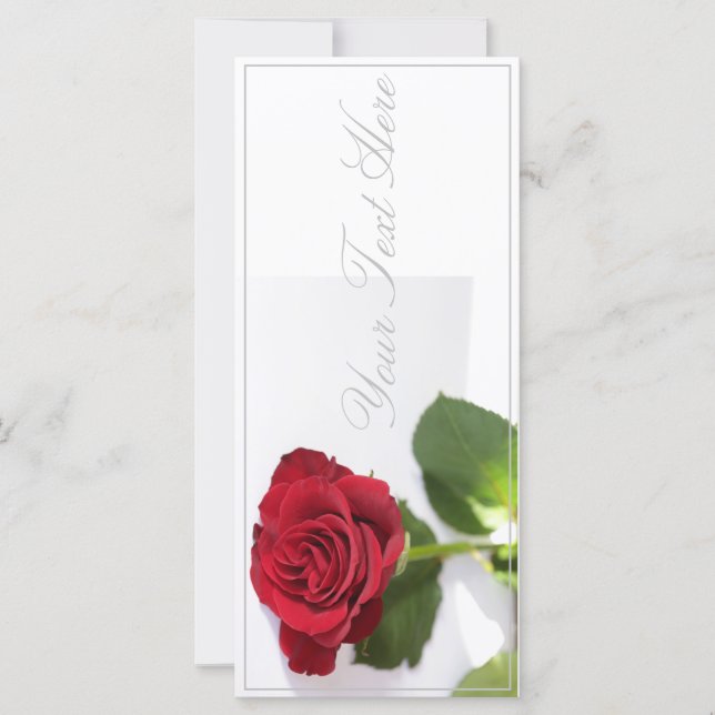 Rose rouge vif Ajouter votre carte à plat texte (Devant)