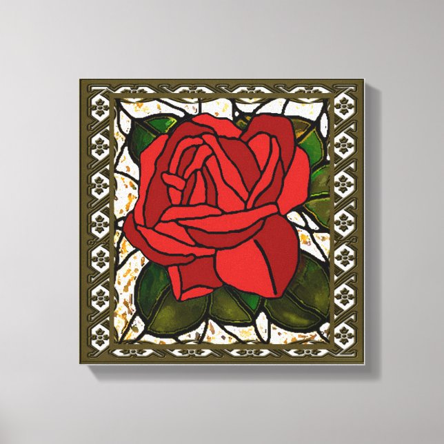 Rose rouge vintage Art Déco (Recto)