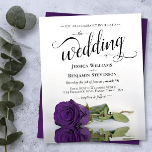 Rose royal simple violet Faire-part de mariage BUD