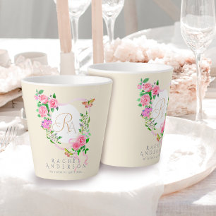 Rose Ruban Chic Monogramme Beige Latte Mug