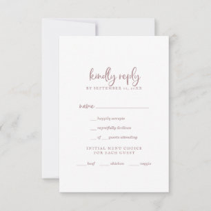 Rose Rustique Gold Script Menu Choix Carte RSVP