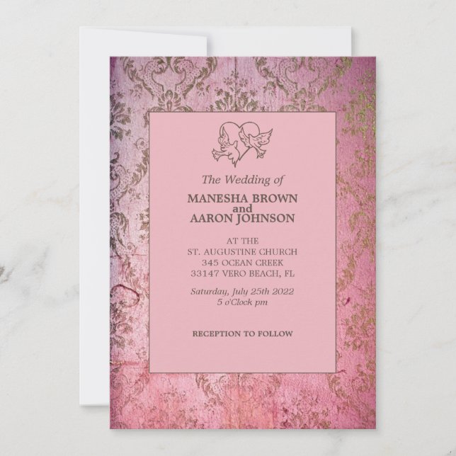 Rose rustique - Invitation de mariage (Devant)