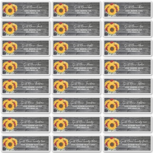 Rose rustique tournesol Mariage invité Étiquettes  (Devant)