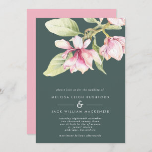 Rose & Sage Green Magnolia Faire-part de mariage