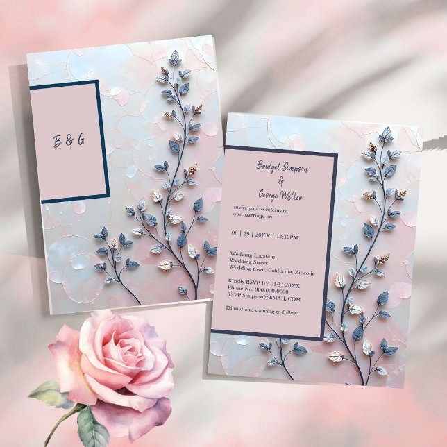 rose saumon et ton perle branche botanique mariage (Créateur téléchargé)