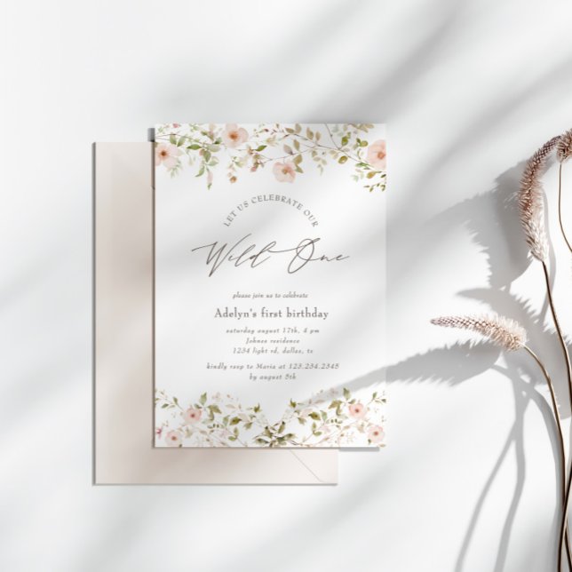 Rose sauvage Baby First Birthday Invitation (Créateur téléchargé)