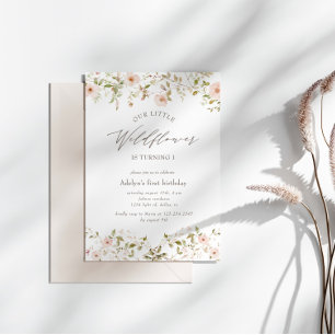 Rose sauvage Baby First Birthday Invitation