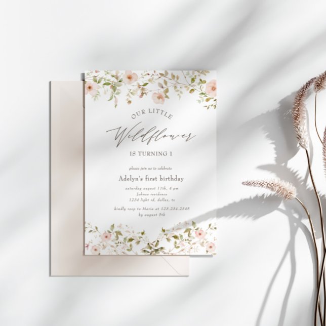 Rose sauvage Baby First Birthday Photo Invitation (Créateur téléchargé)