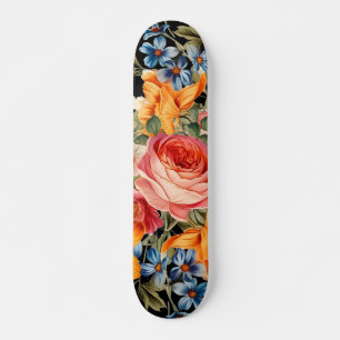 Rose sauvage coloré motif floral skateboard