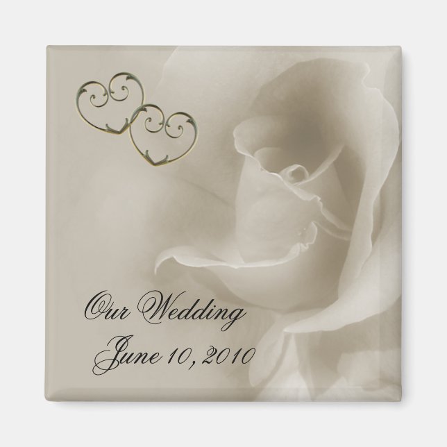 Rose Sepia avec Gold Hearts Magnet (Devant)