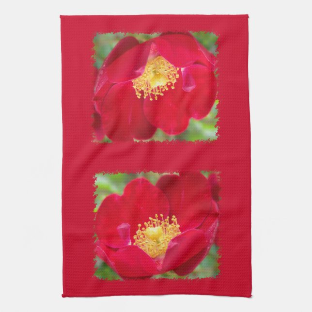 Rose Serviettes De Cuisine Rouge (Vertical)