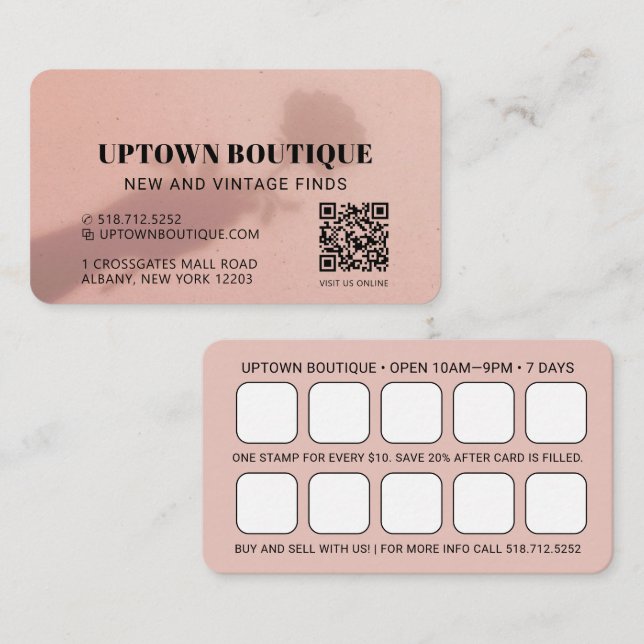 Rose Shadow QR Code Carte de visite de récompense (Devant / Derrière)