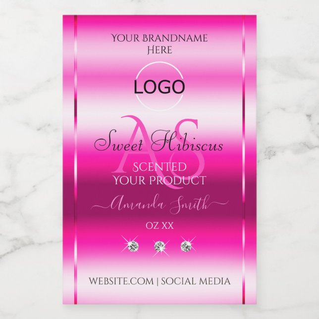 Rose Shimmery Produit Diamants Étiquettes Initiale (Étiquettes simples)