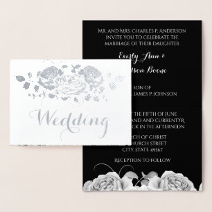 Rose Silver Foil Typographie Mariage Invitations