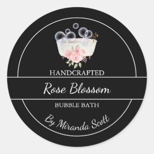 Rose simple fait maison Étiquette de bain de bulle