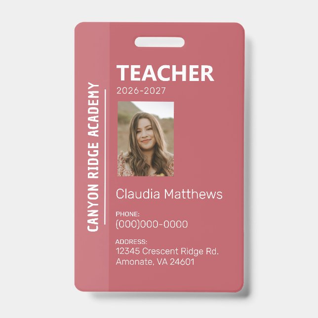 Rose Stripe Homeschool Educator ID Badge (Face)