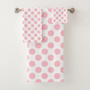 Rose sur blanc Grand Taille Pois Serviette de bain