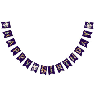 Rose Sur Purple Bonne Bannière Anniversaire