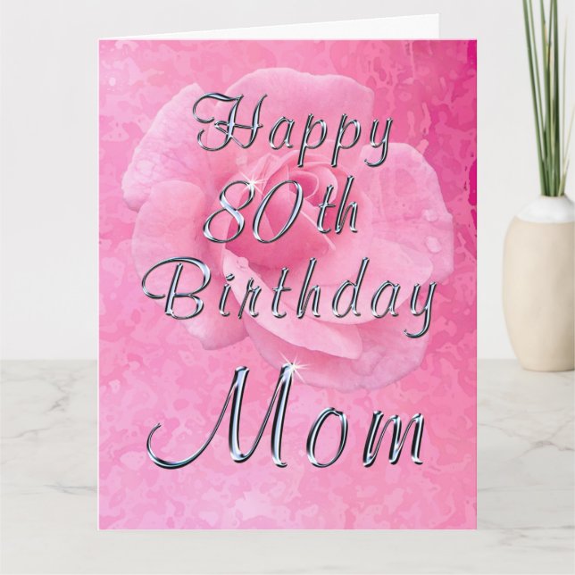 Rose sur Rose Joyeux 80e Anniversaire Carte pour m (Devant)