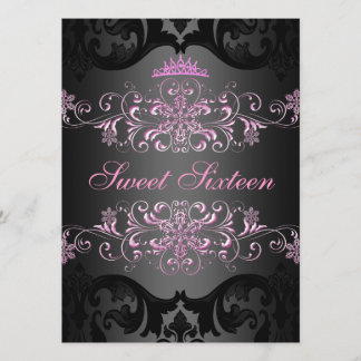 Rose Sweet16 Elégant Tiara Damask Invitation d'ann