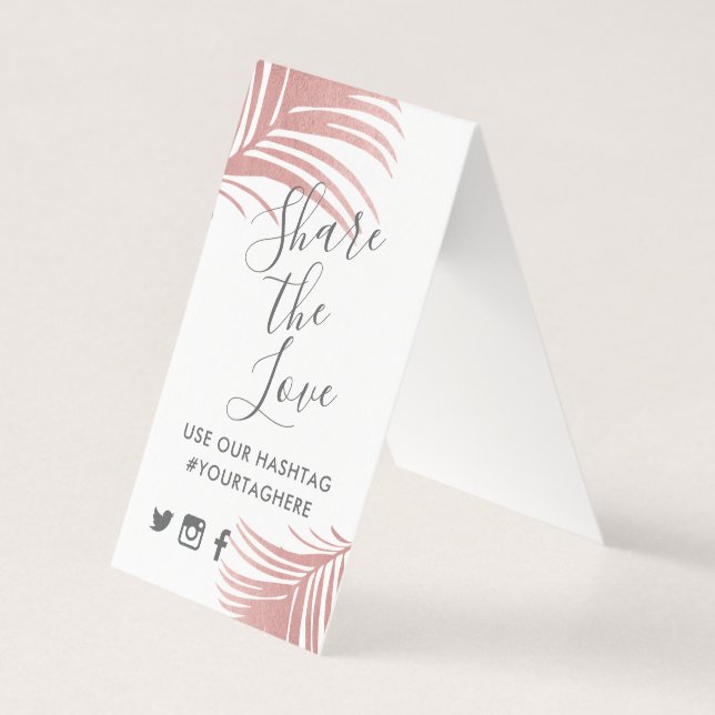 Rose tropical Gold Pink Palm Hashtag Mini Signes (Front)