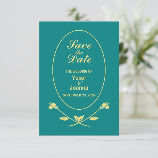 Rose turquoise Mariage réponse carte RSVP (Debout devant)