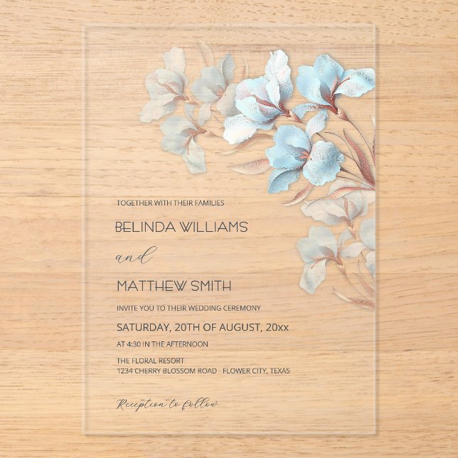 Rose Turquoise Or Artistiques Invitation (Recto)
