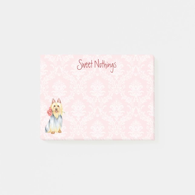 Rose Valentin Silky Terrier Post-it Notes (Devant)