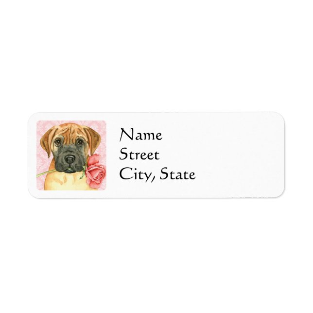Rose Valentine Bullmastiff Étiquette (Devant)