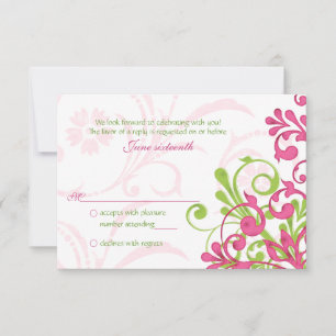 Rose Vert blanc Abstrait Mariage floral carte RSVP
