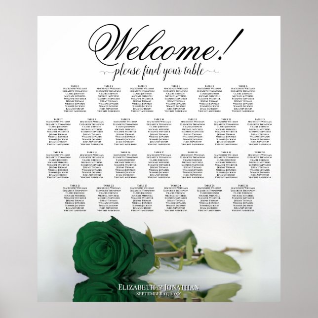 Rose vert Emerald 26 Tableau Mariage (Devant)
