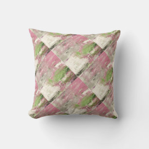 Rose vert et blanc Coussin Abstrait moderne